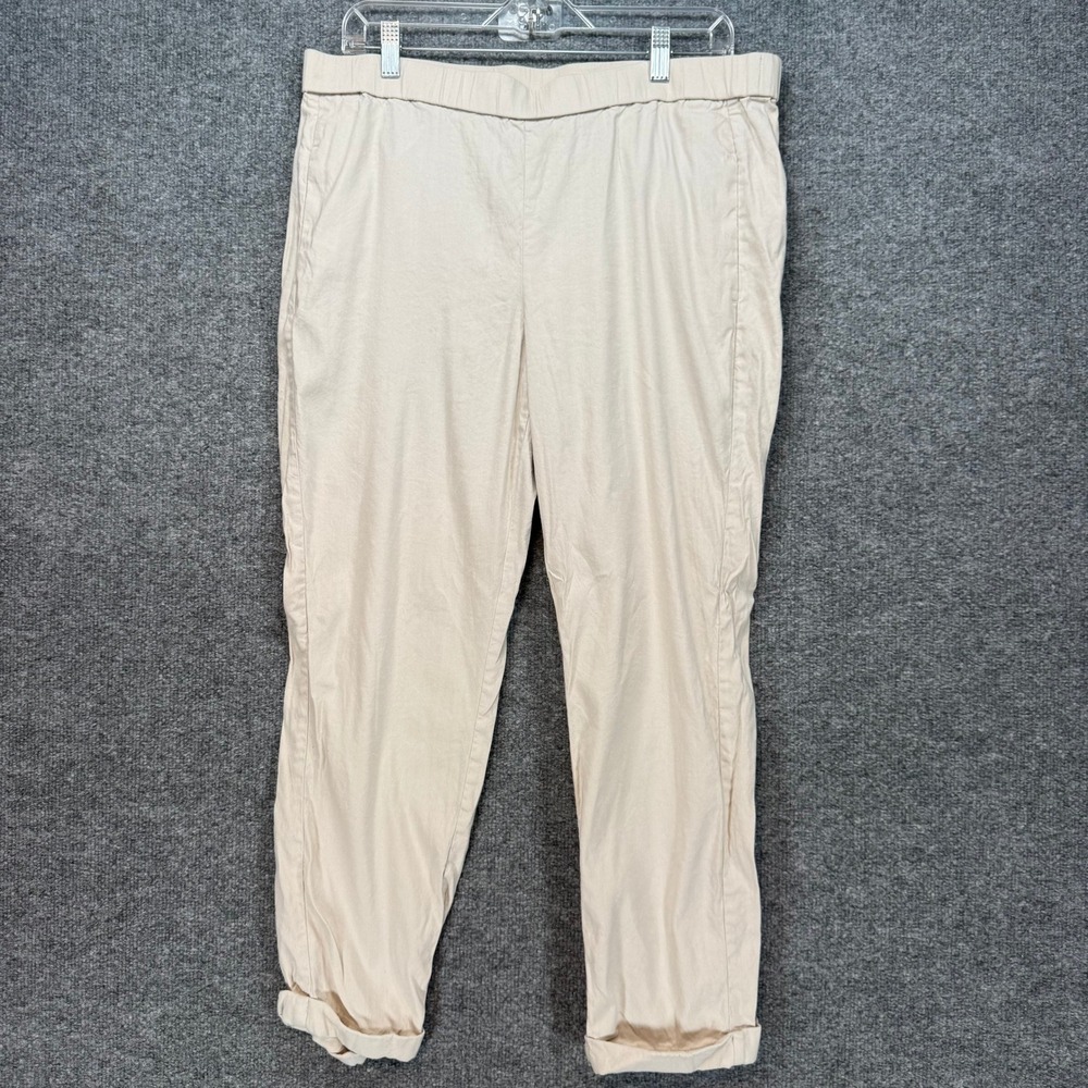 J.Jill Pants Womens Large Petite Beige Linen Stretch Tapered‎ Cuffed Love Linen